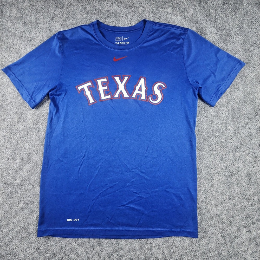 Nike Texas Rangers Dri-FIT Blue T-Shirt Kids Medium MLB Athletic Cut Tee